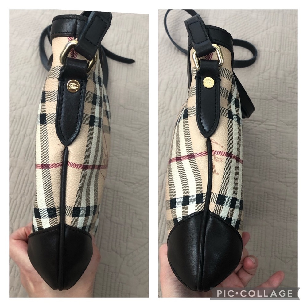 Auth Burberry Check and brown leather crossbody bag - Picture 11 of 17